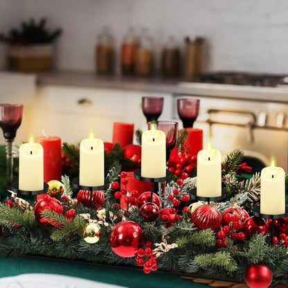 Funnymoom Christmas Tabletop Centerpiece - 30 Inch Poinsettia Candle Holder with Red Berries & Gold Accents