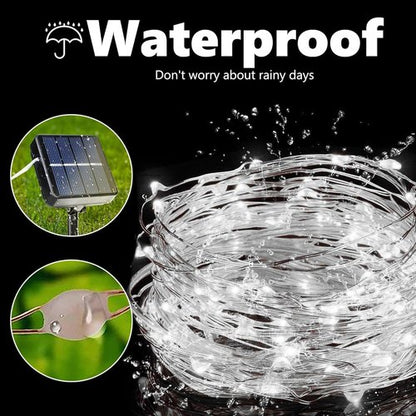 Lomotech Solar String Lights - 66ft 200 LED Waterproof Fairy Lights with 8 Modes for Outdoor Decor | White