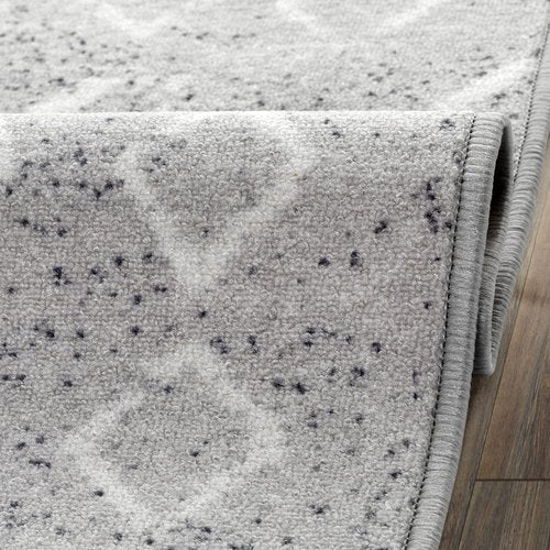 Antep Rugs Alfombras Non-Skid (Non-Slip) 5x7 Rubber Back Bohemian Distressed Moroccan Boho Low Pile Profile Indoor Area Rug (Silver, 5' x 7')