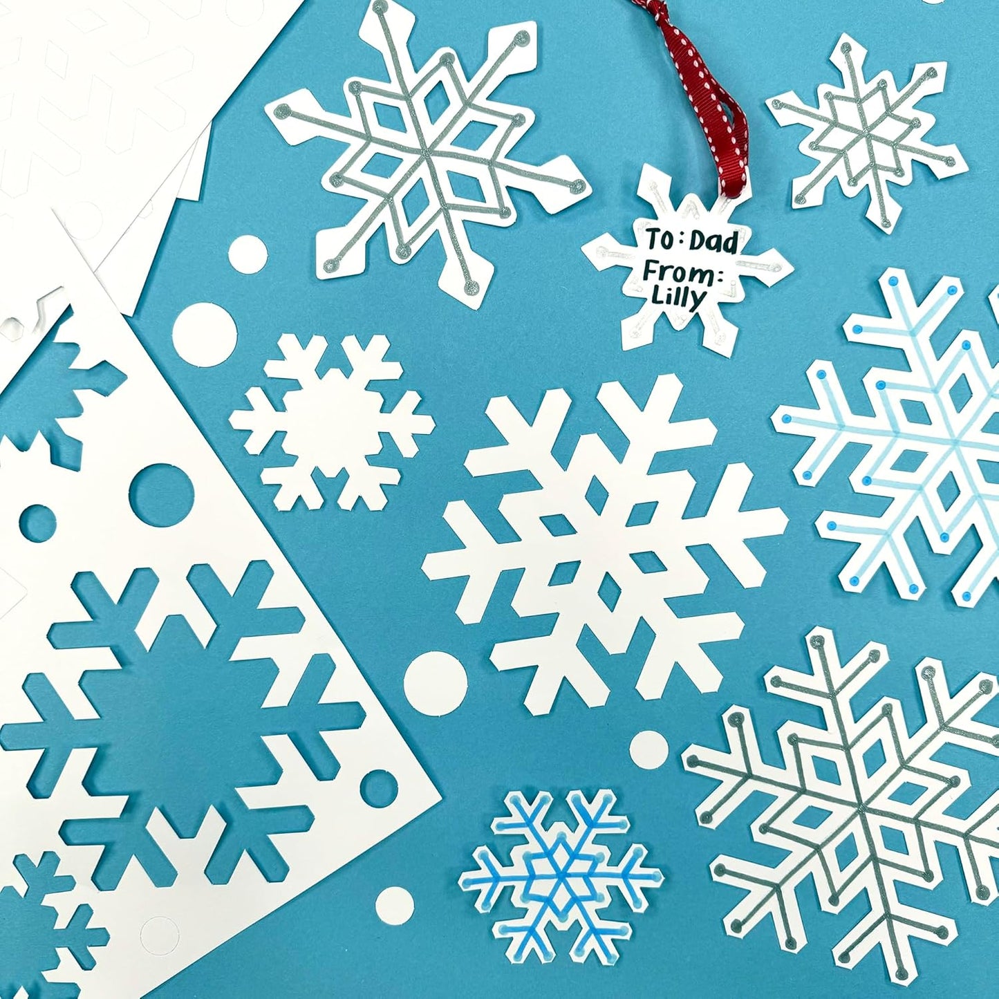 Regine Switzerland Snowflake Paper Cutouts - 80 Pieces of 2-Sided White Card Stock for Classroom Decor | Winter Decorations