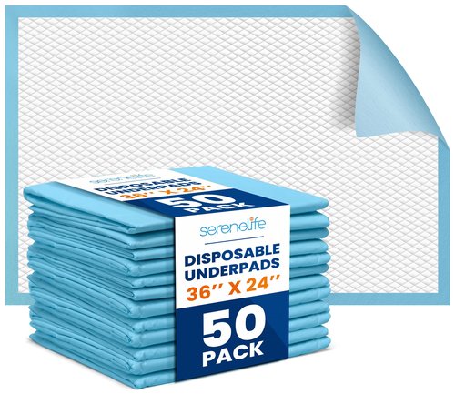 Disposable Underpads | 50 Count Incontinence Pads for Pets, Babies, Kids & Adults | Super Absorbent & Leak-Resistant | 36 x 23 Inch Chuck Pads | Water-Resistant PE Backsheet