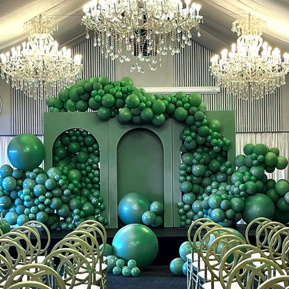 PartyWoo Pearl Dark Green Balloons - 140pcs Jungle Dinosaur Party Decoration Kit | 5-12 Inch Sizes