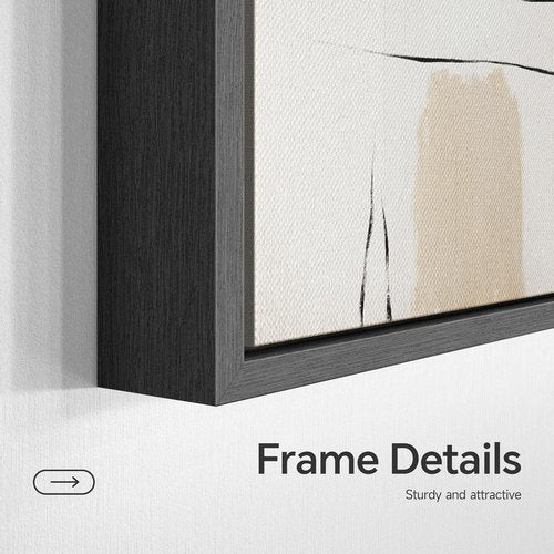 Framed Black and White Abstract Wall Art - Large 3 Piece Minimalist Canvas Set for Living Room | 24x36 In