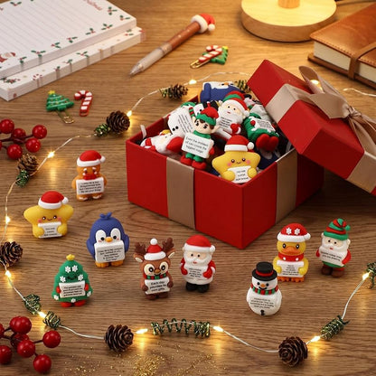 50 Pcs Mini Inspirational Christmas Figurines - Rubber Xmas Figures for Parties & Gifts - Variation: 50+Christmas