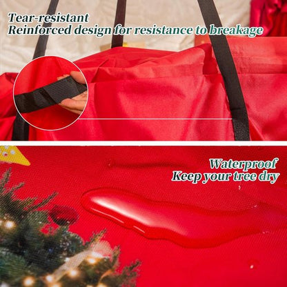 Christmas Tree Storage Bag - 9 Ft Waterproof Container with Durable Zipper & Handles | Heavy-Duty Oxford Material (Red)