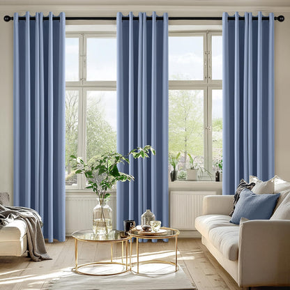 MIULEE Denim Blue Blackout Curtains - Thermal Insulated Room Darkening Drapes | 84 Inches Long, 2 Panels