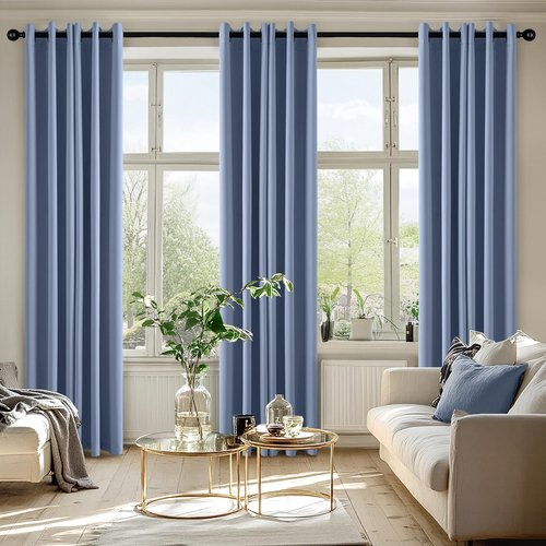 MIULEE Denim Blue Blackout Curtains for Bedroom Living Room 84 Inches Long 2 Panels, Thermal Insulated Room Darkening Drapes Solid Grommet Noise Reduction Light Blocking Window Treatments 40x84 Inch