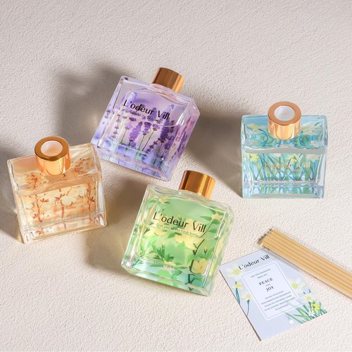 L'odeur Vill Reed Diffuser Set/Fresh Linen/3.38 fl.oz（100ML）/1 Pack with 6 Reed Sticks/Home Fragrance Diffuser, Oil Scent Diffuser for Bathroom Shelf Decor.