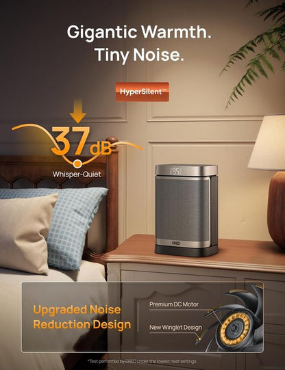 DREO Portable Electric Space Heater - 1500W PTC Ceramic with Remote, 70° Oscillation & 12H Timer