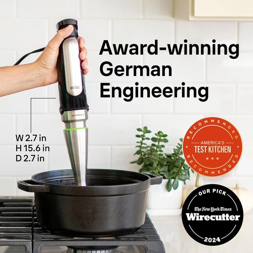 Braun MultiQuick 7 Immersion Blender - 3-in-1 Handheld Electric Stick Blender for Soups, Smoothies & More