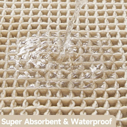 TYUU Pale Beige Bathroom Rug, Waffle Bath Mat Non Slip Washable Super Absorbent Quick Dry Boho Farmhouse Bathroom Decor, 48''x24'' / 4'x2' Pale Beige