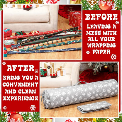 Xuniea Christmas Wrapping Paper Storage Bags - 40-Inch Snowflake Organizer for Crafts & Gifts