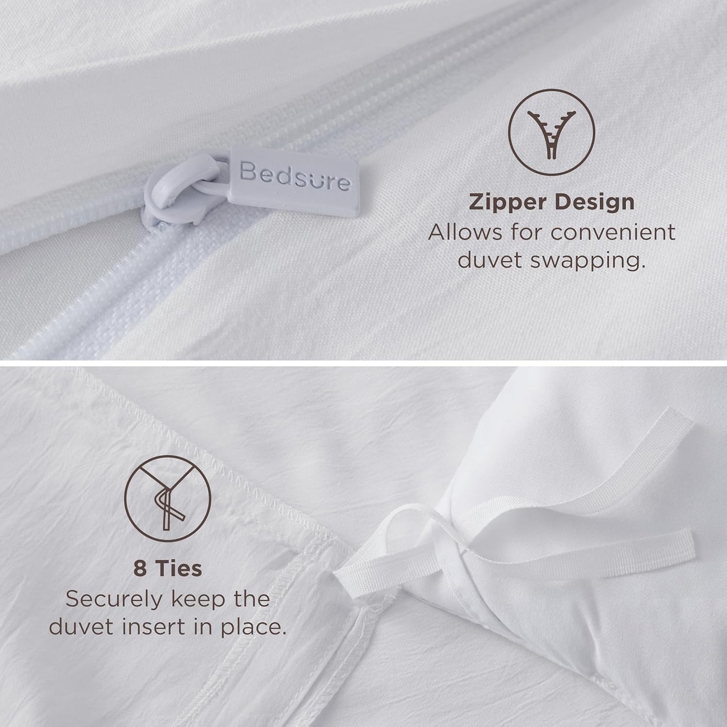 Bedsure Duvet Cover - Extra Soft Prewashed Cotton-Like Polyester, King Size 104x90 Inches, White