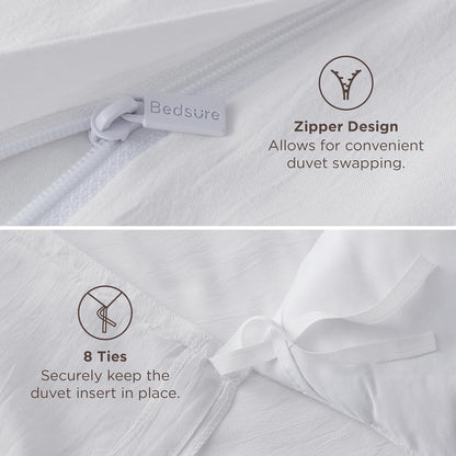 Bedsure Duvet Cover - Extra Soft Prewashed Cotton-Like Polyester, King Size 104x90 Inches, White