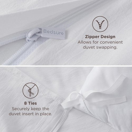 Bedsure California King Duvet Cover Only - Prewashed Cotton-Like Polyester All Season Bedding, Includes 1 Cal King Duvet Cover 104x98 Inches with Zipper Closure, White, (No Comforter, No Pillow Shams)