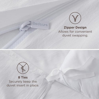 Bedsure California King Duvet Cover Only - Prewashed Cotton-Like Polyester All Season Bedding, Includes 1 Cal King Duvet Cover 104x98 Inches with Zipper Closure, White, (No Comforter, No Pillow Shams)