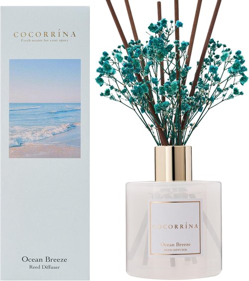 COCORRÍNA Reed Diffuser - Ocean Breeze Scented Home Fragrance with 8 Sticks | Perfect for Bathroom Decor
