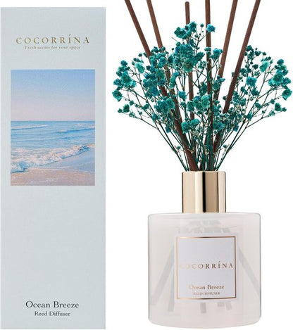 COCORRÍNA Reed Diffuser - Ocean Breeze Scented Home Fragrance with 8 Sticks | Perfect for Bathroom Decor