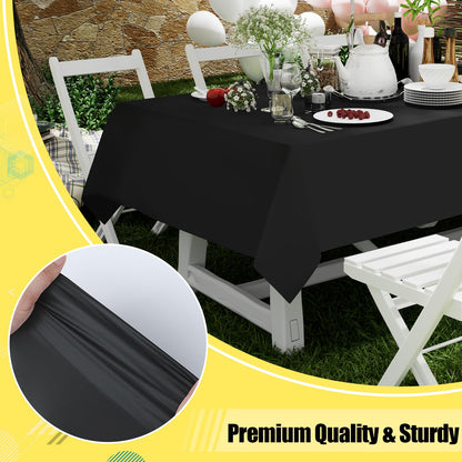 smiry Disposable Table Cloth 6 Pack, 54 x 108 Inch Table Cloths for Parties, Decorative Tablecloths for Rectangle Tables, Waterproof Plastic Table Cover, Leakproof & Sturdy, Black