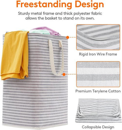 Lifewit Collapsible Laundry Basket - 80L Waterproof Hamper with Reinforced Handles | Grey
