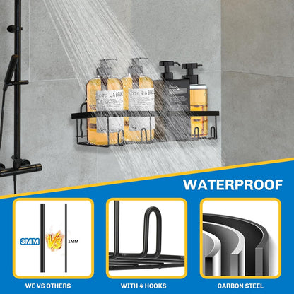 Skiennix Shower Caddy - 5 Pack Adhesive Organizer for Bathroom & Kitchen Storage | Rustproof Stainless Steel