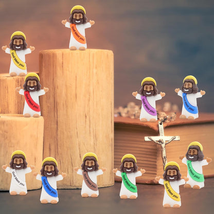 Yelakey Mini Jesus Figures - 100pcs Tiny Jesus Figurines for Baptism & Easter Decor | Classic Brown