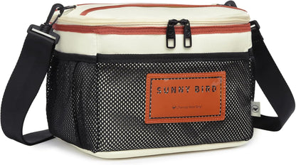SUNNY BIRD Insulated Lunch Bag - Foldable & Leakproof Design with Shoulder Strap | White 002