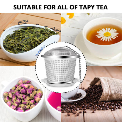 Numola Loose Leaf Tea Infuser Set, Reusable Stainless Steel Tea Balls, Fine Mesh Tea Strainers for Loose Tea with Scoop and Drip Trays, Tea Steeper with Extented Chain Hook for Tea Lovers