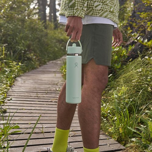 Hydro Flask Water Bottle - Insulated Stainless Steel with Wide Mouth Flex Straw Lid | 24 Oz Surf Blue