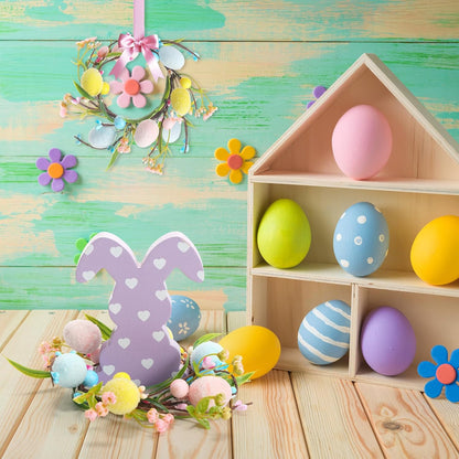 XunYee Easter Egg Candle Rings - 4 Pcs Mini Pastel Berry Floral Wreaths for Dining Table Decor