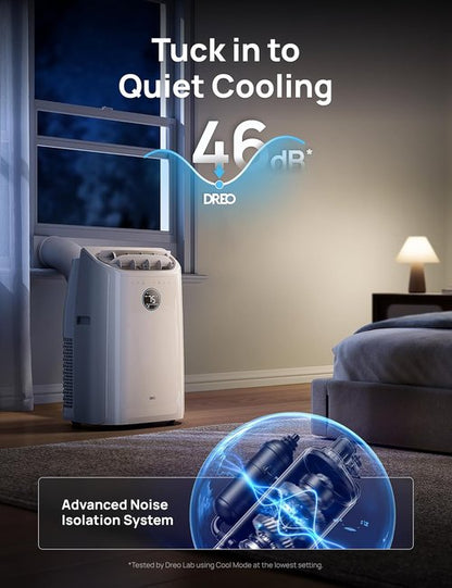 DREO 14000 BTU Portable Air Conditioner - 3-in-1 Cooling, Fan & Dehumidifier | Smart Control & Timer