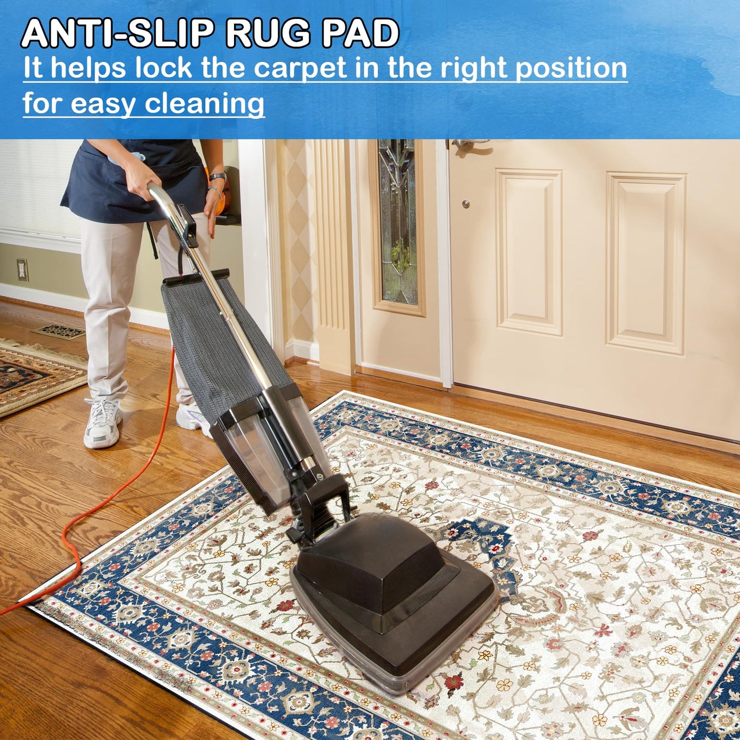 Non-Slip Rug Pads 8 x 10 ft, 100% Waterproof Extra Large Area Rugs Non Skid Rug Pad for All Floors and Finishes Durable Hardwood Floor Protective Felt Keeps Rugs in Place, Safe and Secure