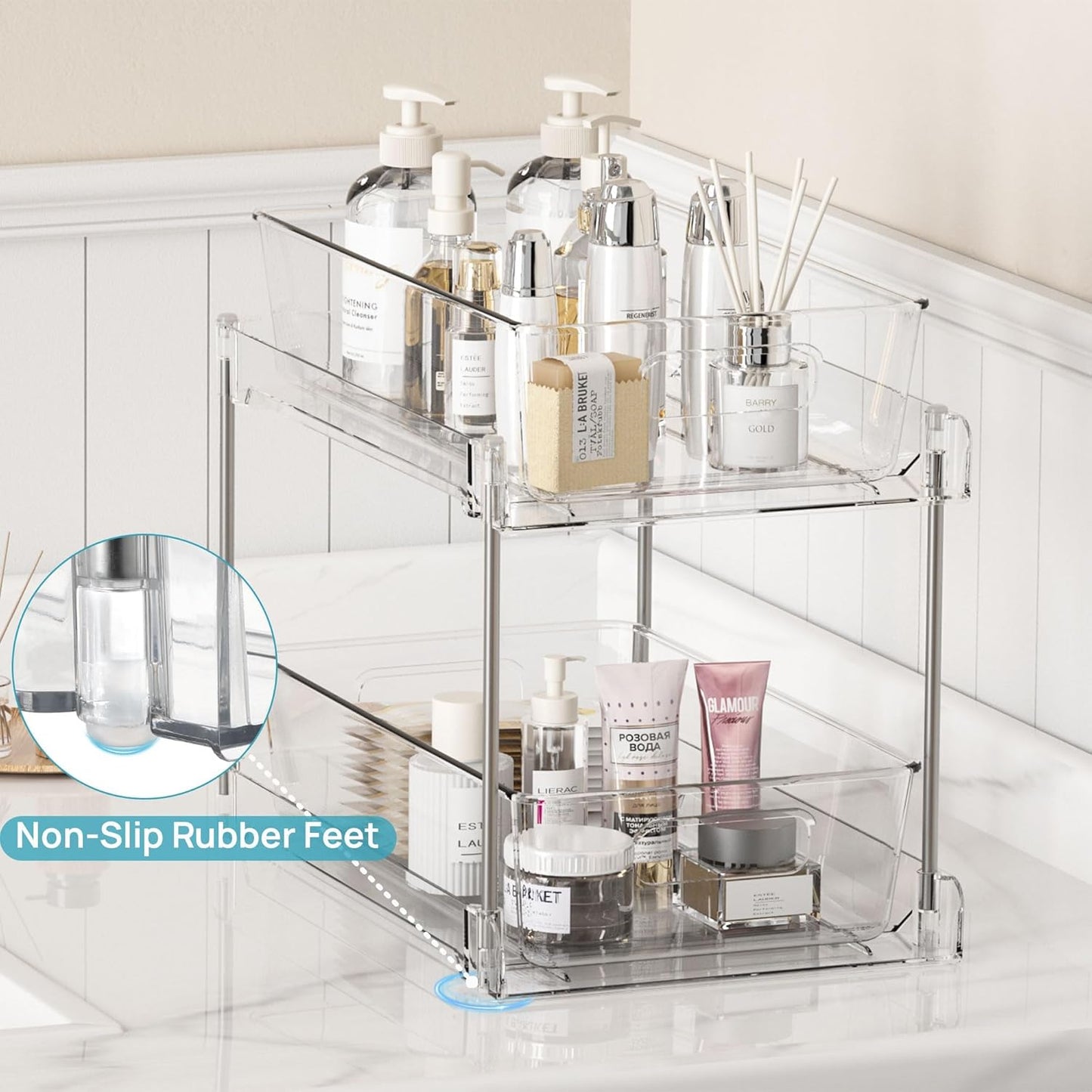 Vtopmart 6-Pack Storage Bins | Under Sink Organizer Set for Clutter-Free Spaces
