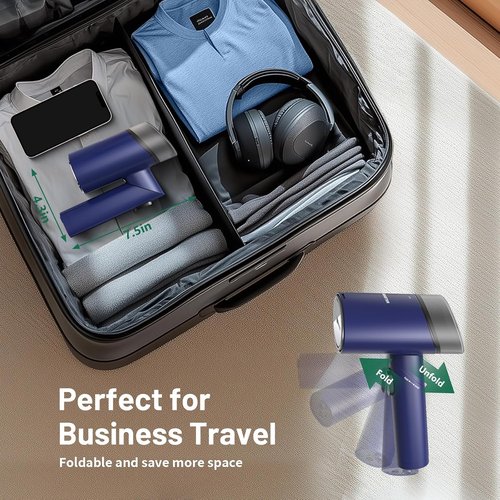 KEENSTAR Travel Steamer - Dual Voltage Handheld Fabric Wrinkle Remover | Fast 15s Heat-Up, 1200W