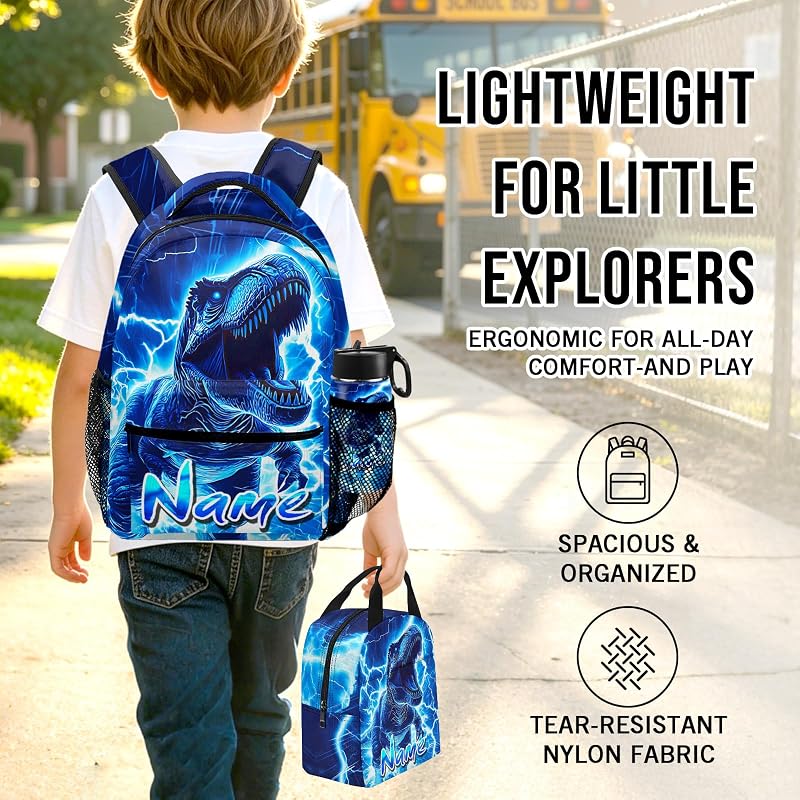 Dinosaurs-1 Custom Name Backpack for Boys - Personalized School Backpack