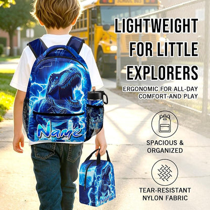 Dinosaurs-1 Custom Name Backpack for Boys - Personalized School Backpack