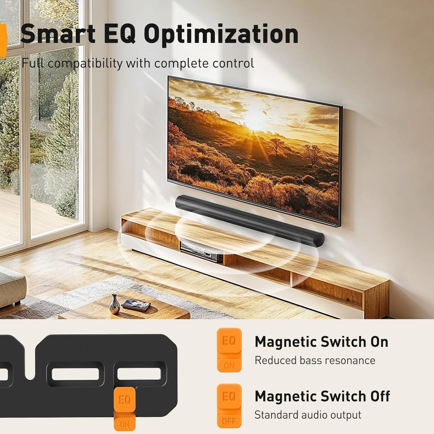 Perlegear Full Motion TV Wall Mount - Fits 42-85 Inch TVs Up to 132 lbs | Soundbar Mount for Sonos Arc
