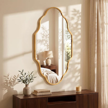 Octopus Gold Scalloped Wall-Mounted Mirror, 36"L x 20"W, Premium Metal Frame