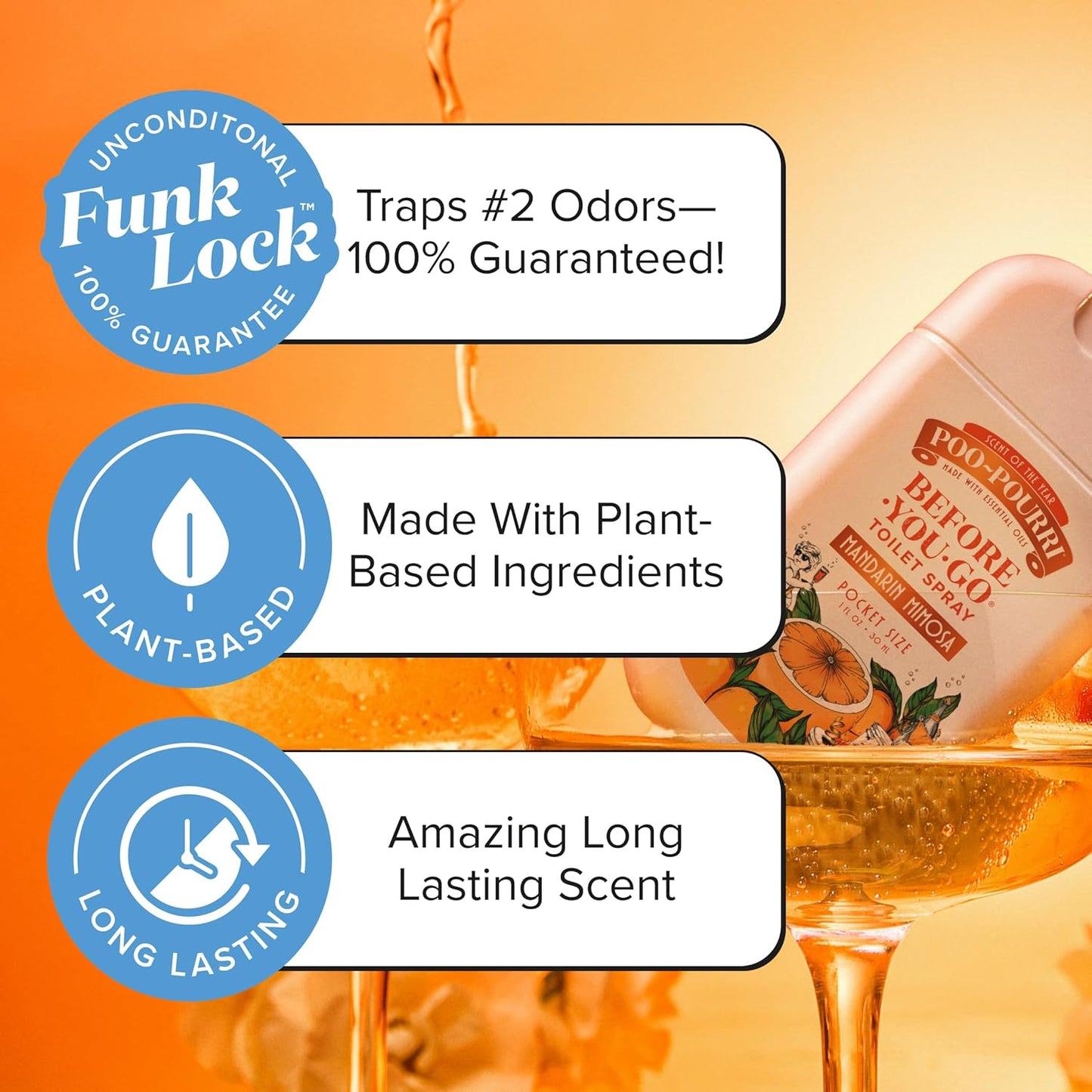 Poo-Pourri Pocket Toilet Spray - Mandarin Mimosa Travel Deodorizer | 1 Fl Oz, TSA Approved, Up to 50 Uses