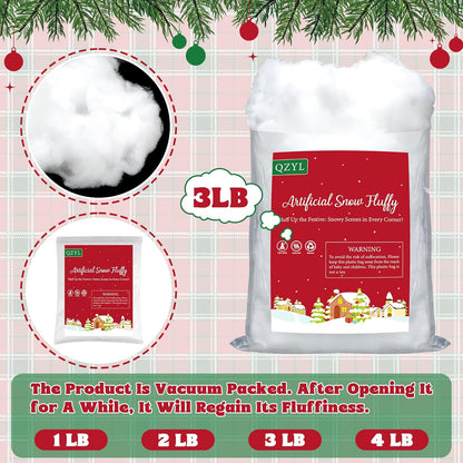 QZYL Artificial Christmas Snow - 3LB White Fake Snow for Tree & Home Decorations