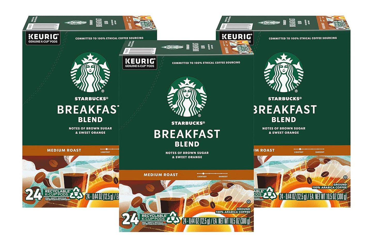 Starbucks Breakfast Blend Coffee K-Cups - Smooth & Flavorful | 72 Count Pack