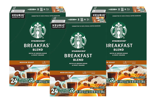 Starbucks Breakfast Blend Coffee K-Cups - Smooth & Flavorful | 72 Count Pack