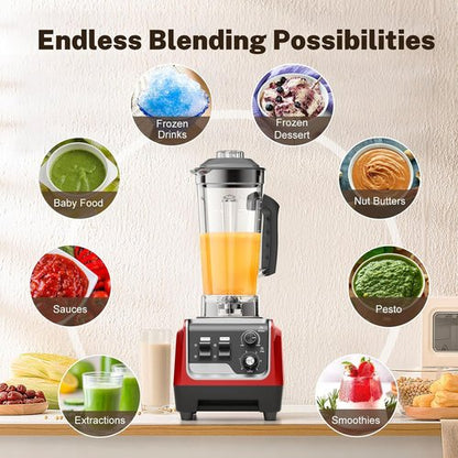 1800W High-Speed Blender by [Brand Name] - Smoothies & Frozen Drinks | 70 Oz BPA-Free Pitcher & 20 Oz To-Go Cup - Dark Red