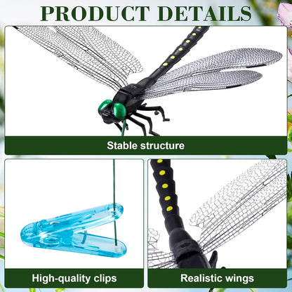 Skiennix Dragonfly Clips - 2pcs 3D Simulation Hat Clips for Outdoor Garden Decor | Scare Devices