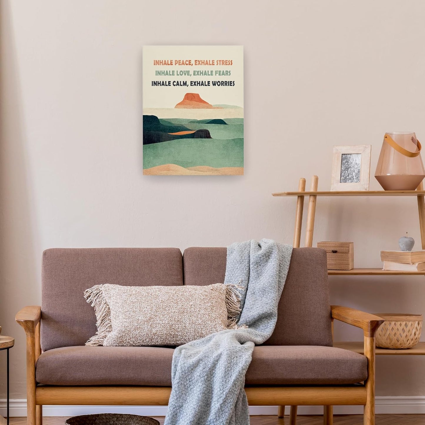 Pugwak Mental Health Wall Art - Inhale Exhale Canvas Print for Calming Therapy Room | 11x14 Inch