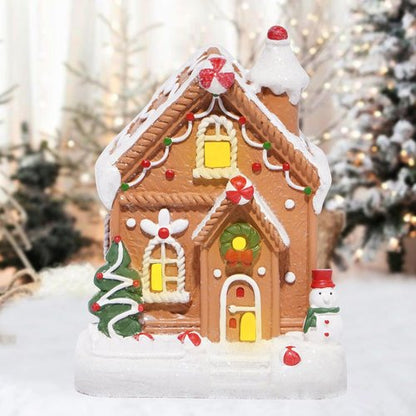Hodao Gingerbread House Decoration - Handmade Polyresin Xmas Figurine for Winter Decor | Brown