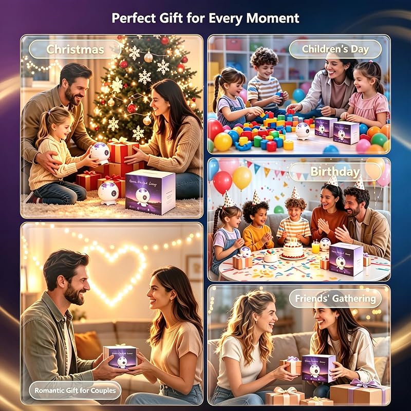 Galaxy Star Projector Night Light with Bluetooth Speaker & Aurora Show