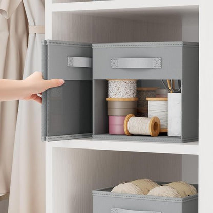 DIMJ Storage Cubes - 11x11 Inch Collapsible Storage Bins with Window | 6-Pack Grey Organizers for Clothes, Toys, Books