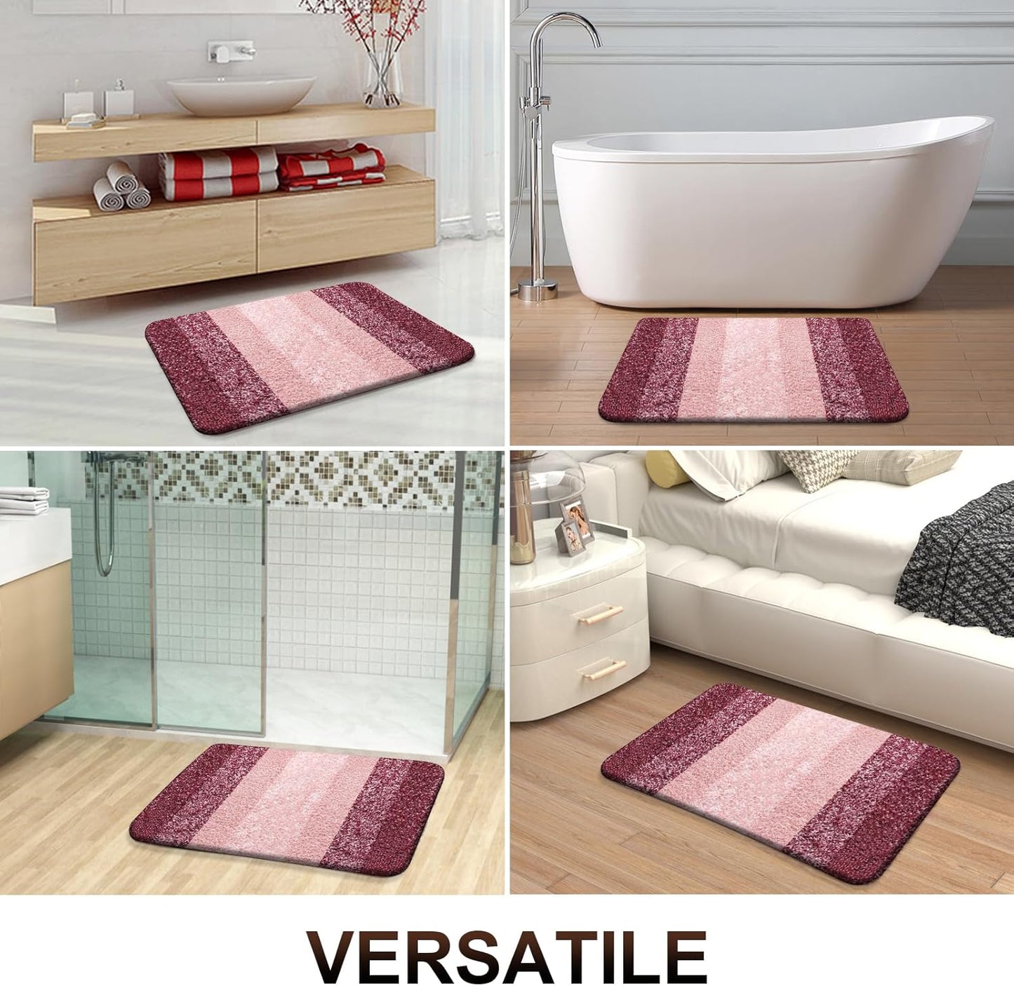 OLANLY Bathroom Rugs - Extra Soft Microfiber Mat 30x20 | Quick Dry, Machine Washable, Rubber Backing - Red