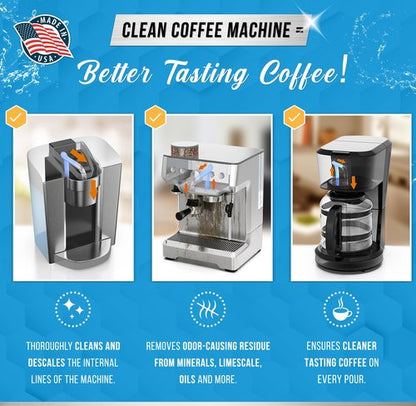 ACTIVE Coffee Machine Descaler Descaling Solution - 32oz (8 Uses) Compatible with Keurig,Nespresso,Breville,Delonghi, Jura, Ninja - Espresso Coffee Maker Cleaner,Coffee Pot Cleaning Limescale Remover